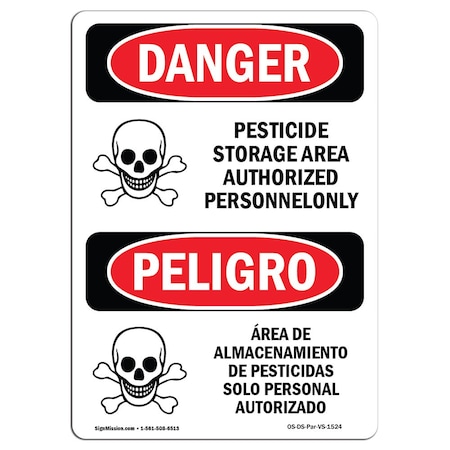 Signmission OSHA Sign, 10" Height, Rigid Plastic, Pesticide Storage Area Bilingual Spanish, VS-1524 OS-DS-P-710-VS-1524